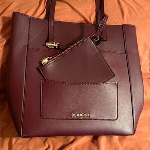 Steve Madden Deep Red Tote with Matching Pouch